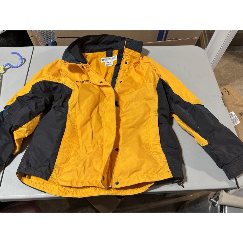 Vintage Columbia Bugaboo Women XL Yellow Windbreaker Jacket Full Zip
